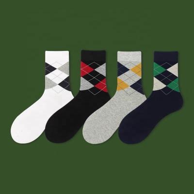 China Sustainable Design 3d Gent Business Cotton Socks Double Cylinder Calf High Half Socks for sale