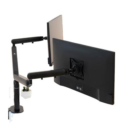 China Factory Made High Quality Aluminum Dual Arm Computer Stand Monitor Arm Desktop Mounting Bracket en venta