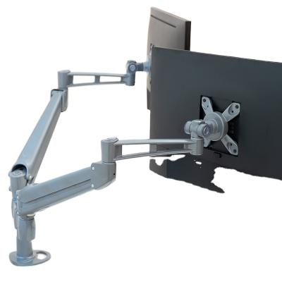 Chine Modern Style Aluminum White Dual Arm Computer Stand Desktop Mounting Bracket Monitor Arm à vendre