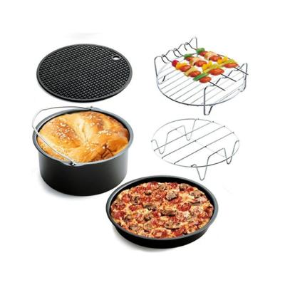 China Hotel 6 Inch Air Fryer Accessories Set with Cake/Pizza Barrel Pan and Silicone Mat for 3.5 Quart XL Air Fryer for sale