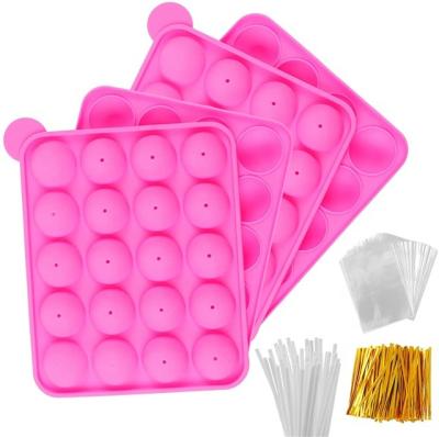 China Viable 40 Cavity Silicone Cake Pop Mold Set - Lollipop Mold with 10Pcs Cake Pop Sticks, Candy Treat Bags, Gold Twist Ties, Great for Lo for sale