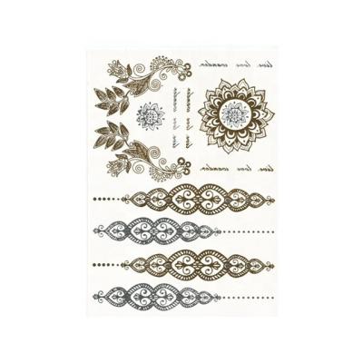 China 2022 non-toxic instant wholesale custom temporary gold and silver temporary metallic tattoo for sale