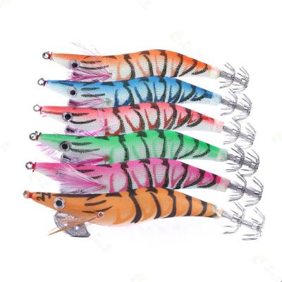 China 13.5g 110mm Simulation Fh205 Wood Top Right Shrimp Form Artificial Bait With Squid Hook FH205 for sale