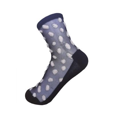 China Polka Dot Jacquard Technology Cheapest Socks QUICK DRY Circular Polyester Polka Dot Socks for sale