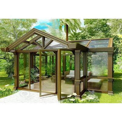 China Traditional Customized Prefab Garden Houses Double Tempered Glass Aluminum Sunrooms for sale