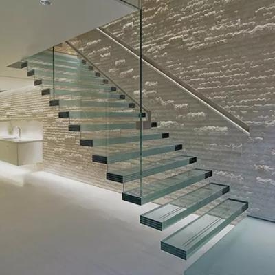 China Modern Hotel Glass Floating Staircase/Glass Floating Staircase/Build Wooden Floating Staircase for sale