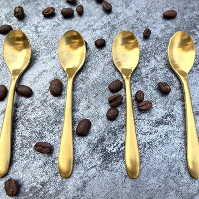 China Viable Coffee Cup 18/10 Dessert Sugar Scoops Food Safety Grade Material 304 Stainless Steel Gold Coffee Espresso Spoon for sale