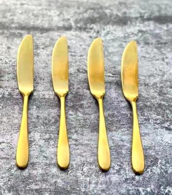 China Viable 4 Pieces Set Butter Patty Knife 18/10 Stainless Steel Home Restaurant Party Breakfast Matt Gold Cheese Spreader for sale