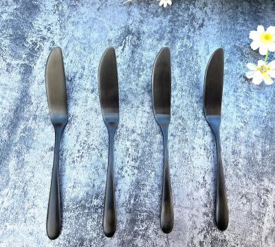 China Sustainable 4 Piece Set Butter Patty Knife 18/10 Stainless Steel Home Restaurant Party Breakfast Matt Black Cheese Spreader for sale