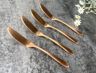 China Sustainable Butter Spreader 304 Stainless Steel Rose Gold Coating Food Safety Grade Cheese Knife Set 4 for sale