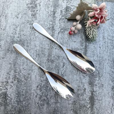 China Sustainable 18/8 Stainless Steel Food Grade Salad Server Kitchen Utensil Set Salad Server Set Salad And Fork Spoon for sale