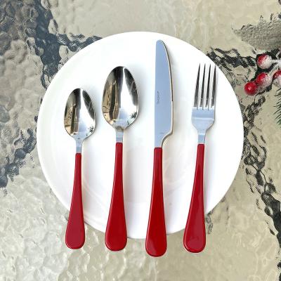 China New Style Viable 16 Piece Flatware With ABS Plastic Handle For 4 Piece Mirror Polished Stainless Steel Flatware Silverware Set for sale