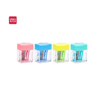 China Suitable for standard pencils and colored pencils Deli children's pencil sharpener 4pcs/set touch grip 1/2 hole learning stationery for sale