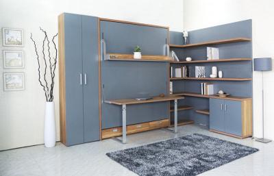 China MDF With Melamine Modern Wall Bed With Bookshelf And Table For Home And Hotel for sale