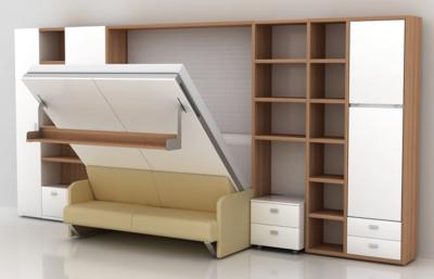 China Vertical Transformable  Modern Murphy Beds Wall Beds with Linked Sofa for sale