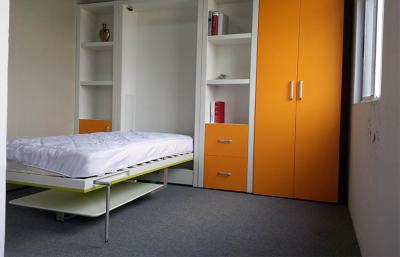 China Single Folding Wall Bed Multifunctional Green and Orange for Kids Room for sale