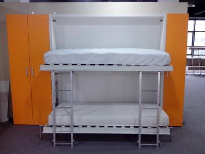 China Wooden bedroom fold away wall beds bunk , E1 Grade Material White Color for sale