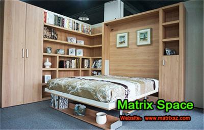 China Double Wooden Functional Bed Space Saving Furniture with Office Table for sale