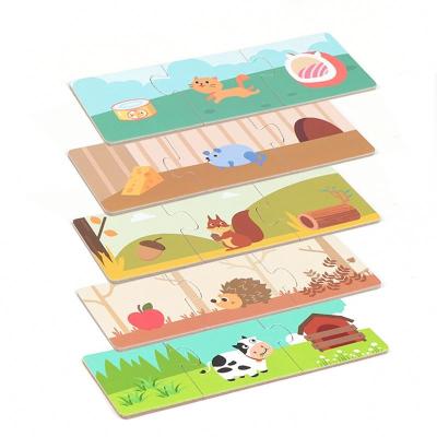 China DIY TOY Chinese Factory Kids Wooden Animal story flash cards shape puzzle Block Montessori Early Educational Toys Jigsaw Puzzle for sale