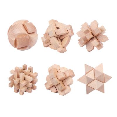 China Hardwood Puzzle Box Brain Teaser Secret Wooden Assembly Iq Cube Brain 3D Wooden Educational Luban Kongming Lock Toy for sale