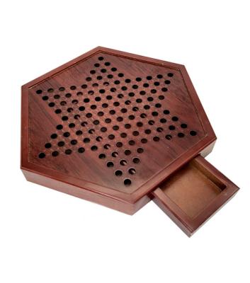 China Hot Selling Bsci Factory Custom Logo Wooden Chinese Checkers Game Set With Drawer 315x160x36mm for sale