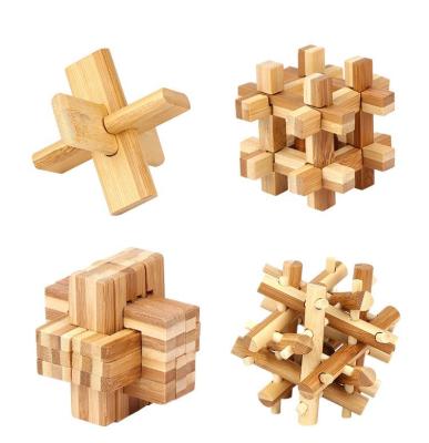 China BAMBOO Bamboo brain teaser High Quality educational 3D DIY Puzzle toy for sale