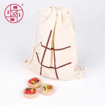 China Children  Toys and games Hot Sale Games to Go Wooden Tic Tac Toe  with cloth bag OX Games travel for sale