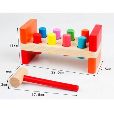 China Wood Wooden toy for the Kids play wooden Educational toys knocking game Pounding Bench pile bench Knocking Hammer Toy for sale