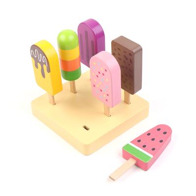 China Pretend Play Toys 2023 Newest Wooden DIY Ice Wooden Pretend Play Toys Educational Colorful Chocolate Ice Set Toy for sale