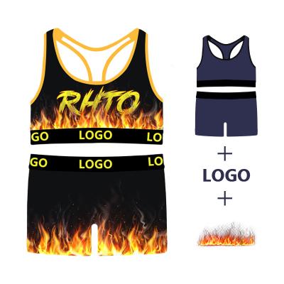 China 2022 OEM Breathable Custom Logo Fire Print Plus Size Underwear For Women Customized Fashion Logo Ladies Bra And Panties 2 Pieces Set for sale