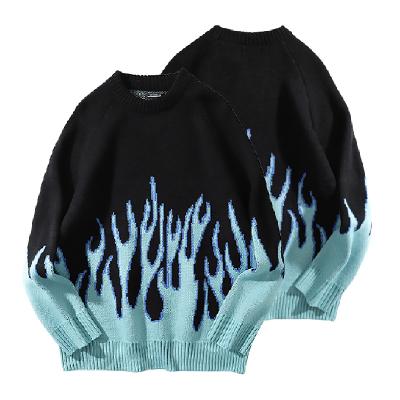 China 2021 Winter Fire Thermal Sweaters Breathable Knitting Unisex Men Cotton Knit Crewneck Sweater Loose Long Oversized Sweaters Men for sale