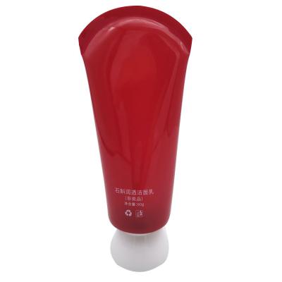 China Empty Red Plastic Cosmetic Packaging 60ml Facial Detergent Tubes for sale