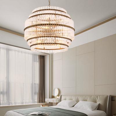 China Contemporary Nordic Clear Glass Villa Bedroom Pendant Lamp Modern Living Room Bar Geometric Decoration Glass Chandelier for sale