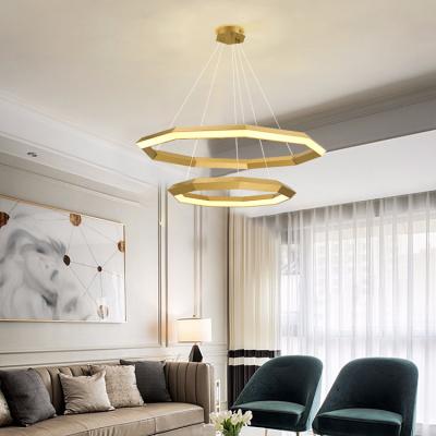 China Contemporary Modern Hotel Home Living Room Ceiling Hanging Decoration Luxury Gold Rustic Metal PVC Led Pendant Light for sale