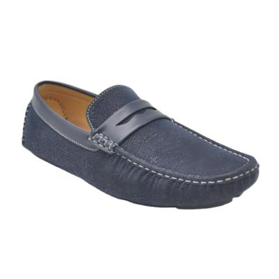 China Fashion Trend Comfortable PU Leather Moccasin Blue Leather Loafers Shoes For Men for sale