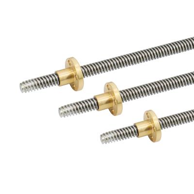 China Long Run Time High Precision T8 T10 T12 T14 T16 T20 Stainless Steel Trapezoidal CNC Screw Lead Screw with Brass Nut for 3D Print for sale