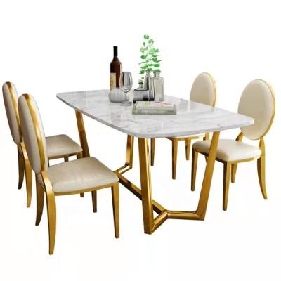 China Other Dining Table 2021 Modern Luxury White Marble Rectangle Dining Table High Quality DTC005 for sale