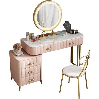 China Other Modern Dressers Luxury Design Vanity Makeup Table Stainless Steel Dressing Table With Mirror DS001 for sale