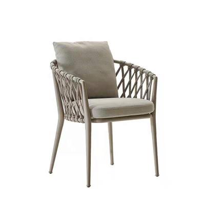 China Durable New Design Outdoor Garden Rope Furniture Patio Cast Aluminum Armchair for sale