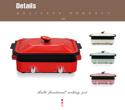 China China Household Factory Price Electric Multifunctional Cooking Pot RED Smokeless Grill for Frying Food or BBQ for sale