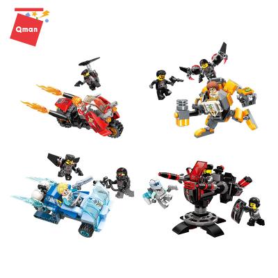 China Wholesale Building Hammer Armor Flame Motorcycle and Tank Laser Cannon Fighter Toy Qman Hero Brick Toys for sale