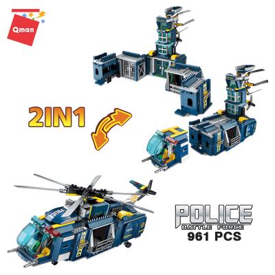 China Creative Educational Legos Police Headquarters Robbery Building Toy Qman City Kids Building Block Toy Compatible Blocks for sale