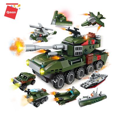 China Construction Toy Qman 8 in 1 tank set kids plastic toys gifts building blocks compatible legoing military educational toy for sale