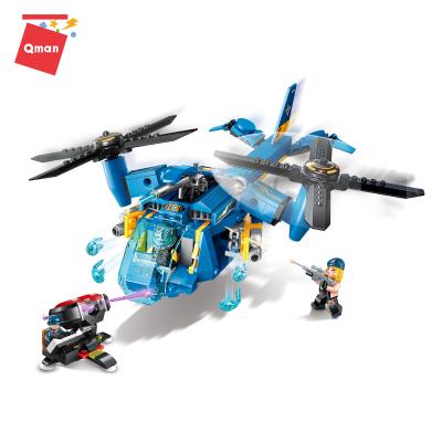 China Toy Qman Hunting Gull Armed plastic fighter type construction brick helicopter model toy for sale