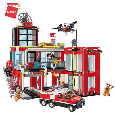 China Building Toy Qman OEM/ODM building block toy for boy juguetes Al por mayor toy fire rescue office building block legoin buggy fire rescue for sale