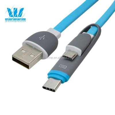 China COMPUTER Usb Data Cable Charging Flat Cable 2 in 1 and Android USB USB 2in1 Connector for Type C Cable Samsung USB Data Transfer and Charging for sale