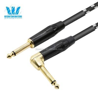 China Microphone China factory supply90 degree right angle acoustic guitar speaker cable for power amplifier/electric guitar for sale