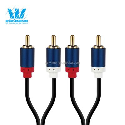 China For VCR 2RCA to 2RCA Cable High Quality RCA Male to Male Twisted Pair POLYBAG GOLD Pigtail for sale