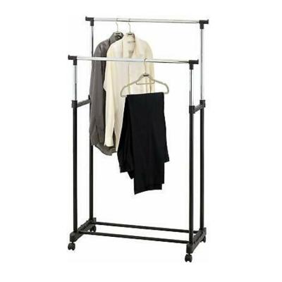 China Modern Clothes Rack With Bipolar Expandable Display Wheels Stainless Steel Clothes Drying Rack for sale