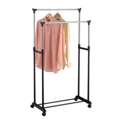 China Modern Double Pole Stainless Steel Drying Rack Stretchy Clothes Rack Rolling Indoor Suit Clothes Drying Rack for sale